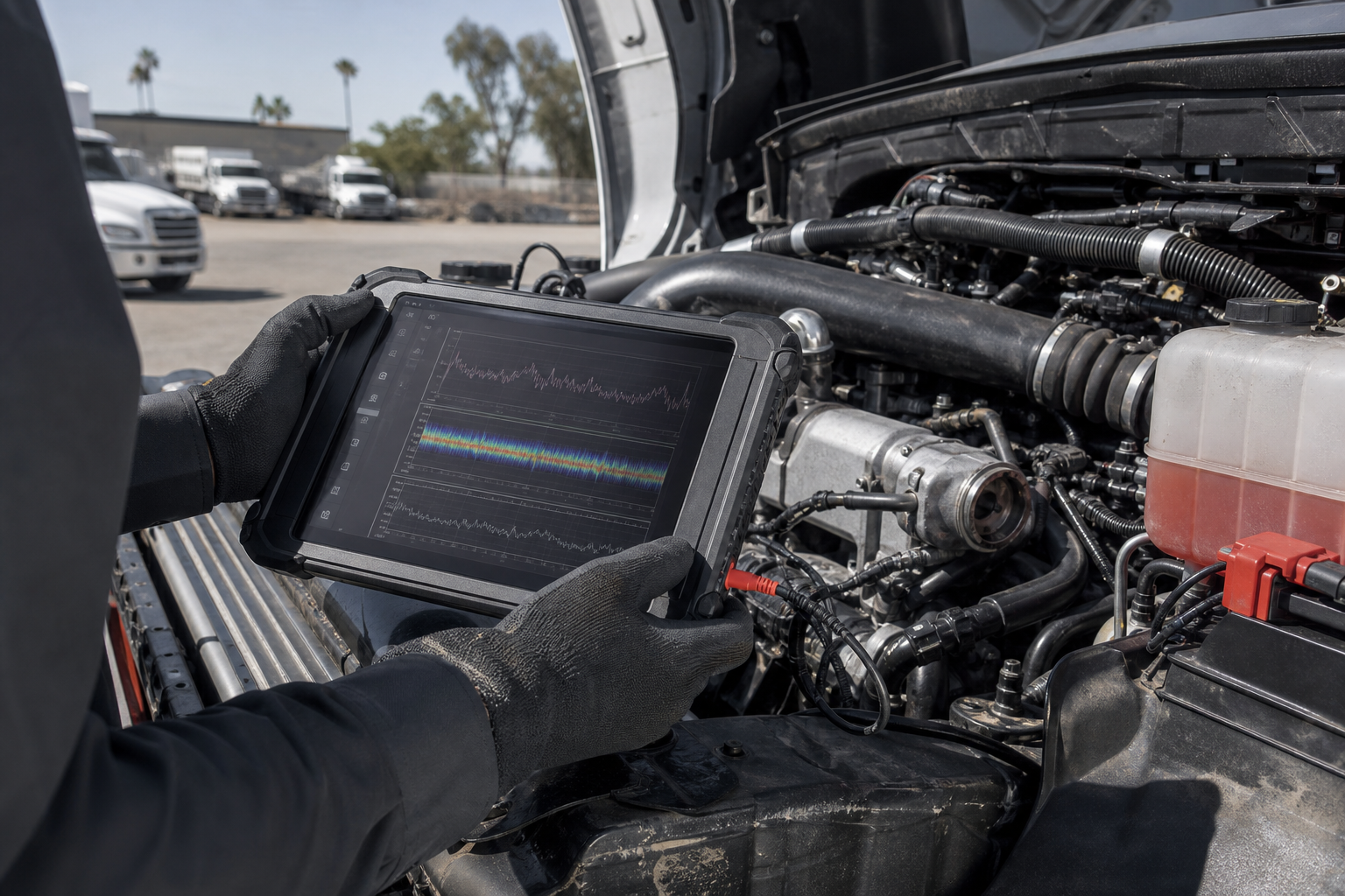 Diesel engine diagnostics using a professional scan tablet
